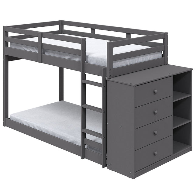 ACME BD01372 Gaston Twin/Twin Bunk Bed with Cabinet  1