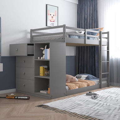 ACME BD01372 Gaston Twin/Twin Bunk Bed with Cabinet ACME Furniture