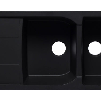 ALFI brand AB4620DI-BLA Black 46" Double Bowl Granite Composite Kitchen Sink with Drainboard Alfi Brand