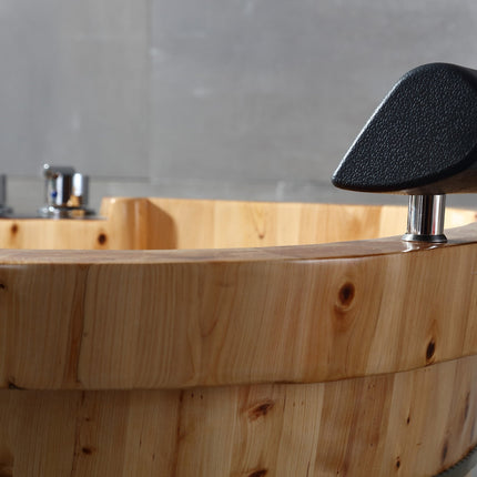 ALFI brand AB1130 65" 2 Person Free Standing Cedar Wooden Bathtub with Fixtures & Headrests ALFI brand