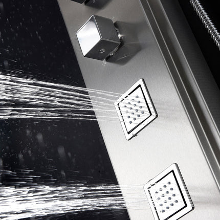 ANZZI Visor 60 in. Full Body Shower Panel with Heavy Rain Shower and Spray Wand in Brushed Steel SP-AZ035 Anzzi