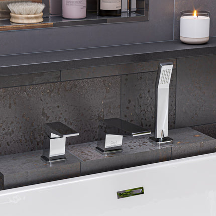 ALFI brand AB2464-PC Polished Chrome Deck Mounted 3 Hole Tub Filler & Shower Head Alfi Brand