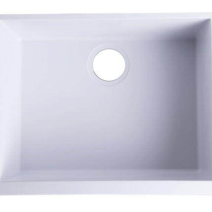 ALFI brand AB2420UM-W White 24" Undermount Single Bowl Granite Composite Kitchen Sink Alfi Brand