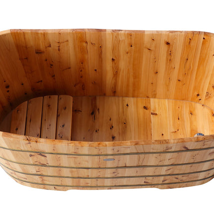 ALFI brand AB1103 59" Free Standing Cedar Wood Bathtub with Bench ALFI brand