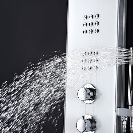 ANZZI Veld Series 64 in. Full Body Shower Panel System with Heavy Rain Shower and Spray Wand in White SP-AZ048 Anzzi