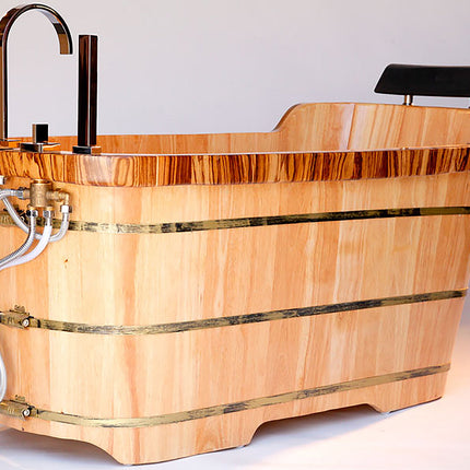 ALFI brand AB1148 59" Free Standing Wooden Bathtub with Chrome Tub Filler ALFI brand