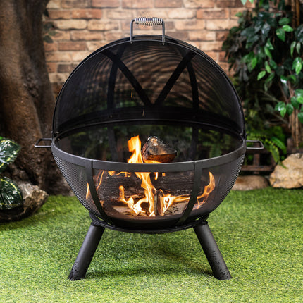 Deko Living 34 Inch Diameter Outdoor Steel Woodburning Sphere Fire Pit - COB10508 Deko Living