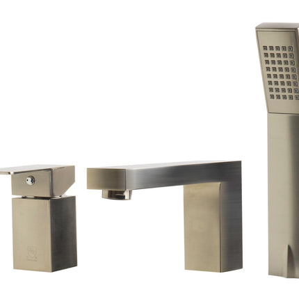 ALFI brand AB2322-BN Brushed Nickel Deck Mounted Tub Filler and Square Hand Held Shower Head Alfi Brand