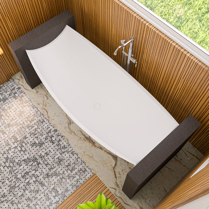 ALFI Brand HammockTub2-WM White Matte 71" Solid Surface Resin Suspended Wall Mounted Hammock Bathtub Alfi Brand