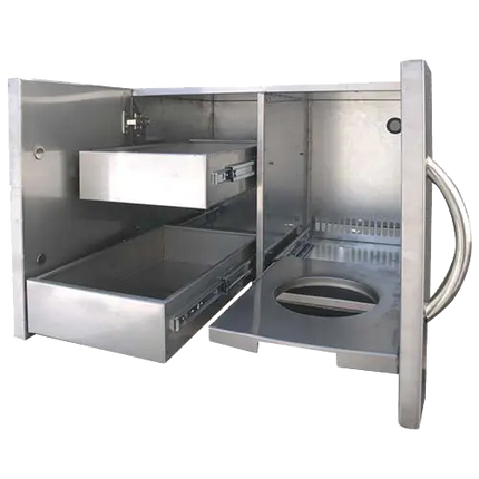 Cal Flame 18-Inch Door & Drawer Combo Enclosed Cabinet Storage - BBQ11840P-18