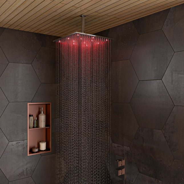 ALFI brand LED16S-BN Brushed Nickel 16" Square Multi Color LED Rain Shower Head Alfi Brand