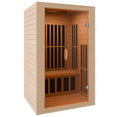 SteamSpa Viti 2-Person Carbon FAR Infrared Hemlock Wooden Indoor Home Sauna Room with LED Touch Control Panel SteamSpa