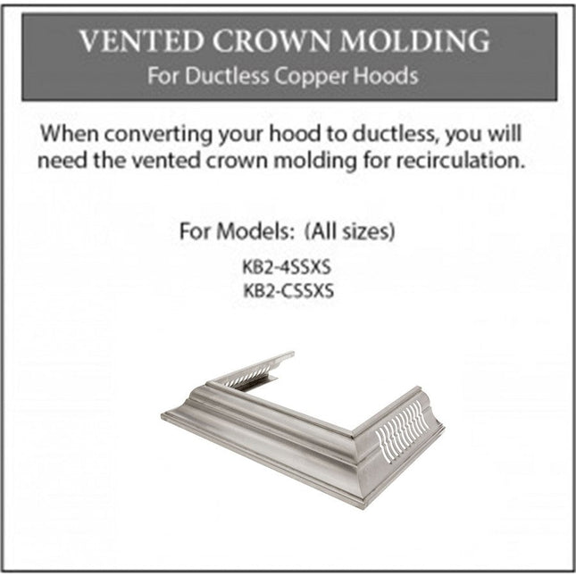 ZLINE Vented Crown Molding Profile 6 for Wall Mount Range Hood in Satin Stainless Steel (CM6V-KB-S304) Plaza Home Decor