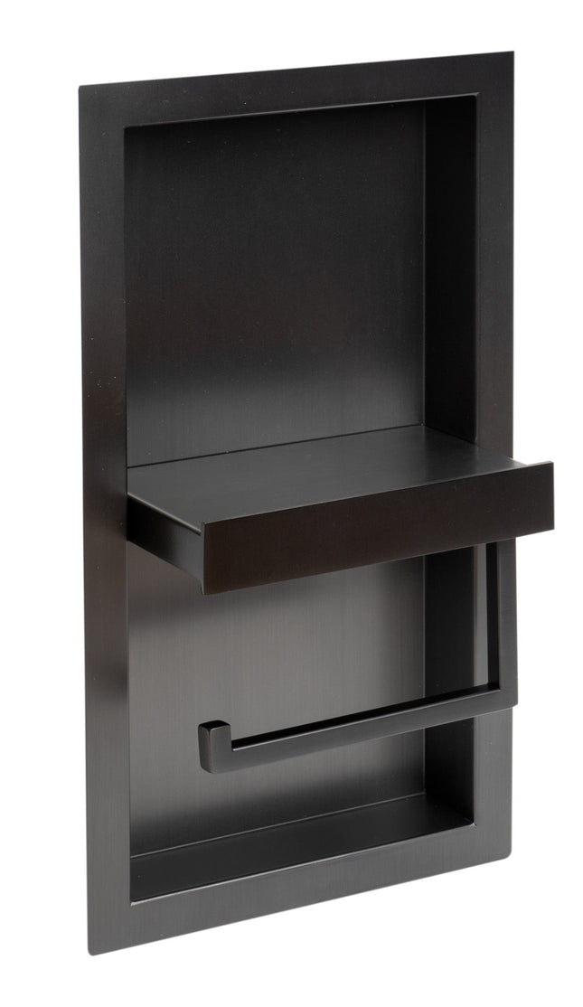 ALFI Brushed Black PVD Stainless Steel Recessed Toilet Paper Holder Niche ABTPNP88-BB Alfi Brand