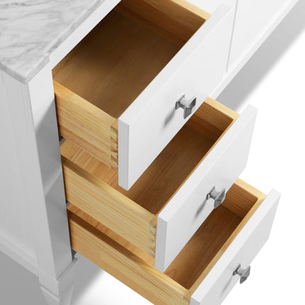 Kayleigh Bathroom Vanity with Sink and Carrara White Marble Top Cabinet Set Ancerre Designs