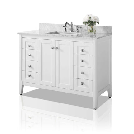 Shelton Bathroom Vanity with Sink and Carrara White Marble Top Cabinet Set Ancerre Designs