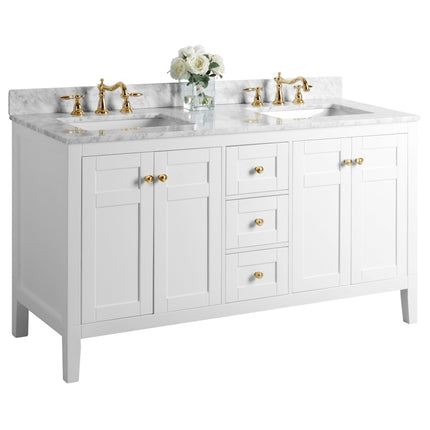 Maili Bathroom Vanity with Sink and Carrara White Marble Top Cabinet Set Ancerre Designs