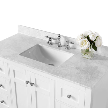 Maili Bathroom Vanity with Sink and Carrara White Marble Top Cabinet Set Ancerre Designs