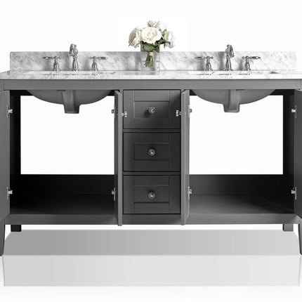 Maili Bathroom Vanity with Sink and Carrara White Marble Top Cabinet Set Ancerre Designs