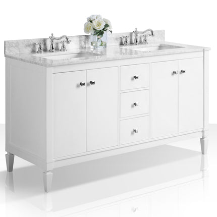 Kayleigh Bathroom Vanity with Sink and Carrara White Marble Top Cabinet Set Ancerre Designs