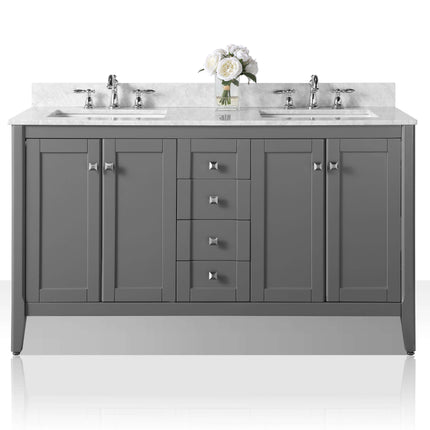 Shelton Bathroom Vanity with Sink and Carrara White Marble Top Cabinet Set Ancerre Designs