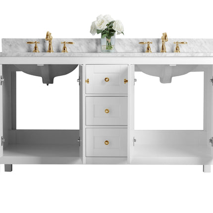 Maili Bathroom Vanity with Sink and Carrara White Marble Top Cabinet Set Ancerre Designs