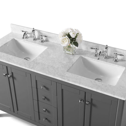 Shelton Bathroom Vanity with Sink and Carrara White Marble Top Cabinet Set Ancerre Designs