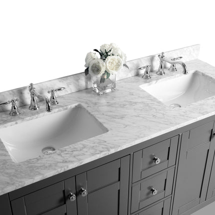 Maili Bathroom Vanity with Sink and Carrara White Marble Top Cabinet Set Ancerre Designs