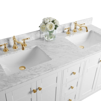 Maili Bathroom Vanity with Sink and Carrara White Marble Top Cabinet Set Ancerre Designs