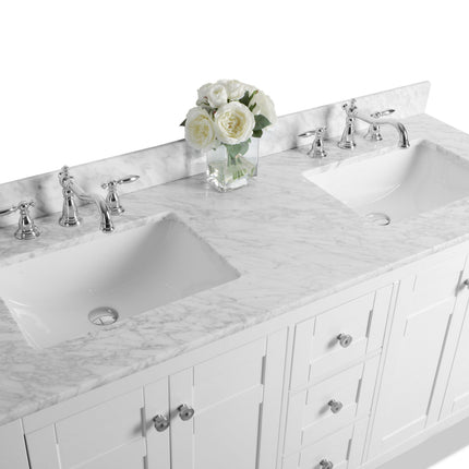 Maili Bathroom Vanity with Sink and Carrara White Marble Top Cabinet Set Ancerre Designs