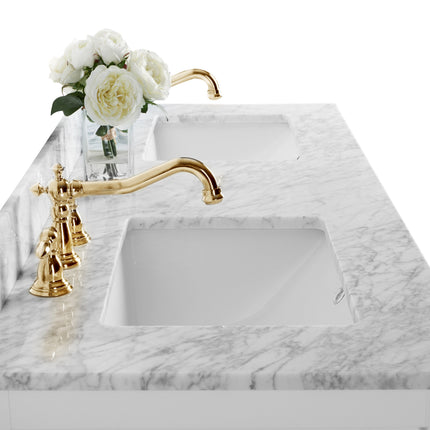 Maili Bathroom Vanity with Sink and Carrara White Marble Top Cabinet Set Ancerre Designs