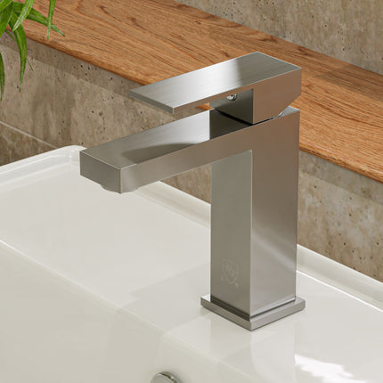 ALFI brand AB1229-BN Brushed Nickel Square Single Lever Bathroom Faucet ALFI brand