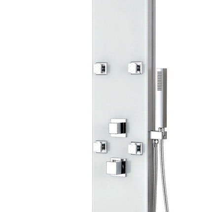 ANZZI Rhaus 60 in. 6-Jetted Full Body Shower Panel with Heavy Rain Shower and Spray Wand in White SP-AZ029 Anzzi
