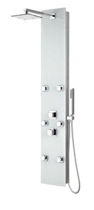 ANZZI Rhaus 60 in. 6-Jetted Full Body Shower Panel with Heavy Rain Shower and Spray Wand in White SP-AZ029 Anzzi