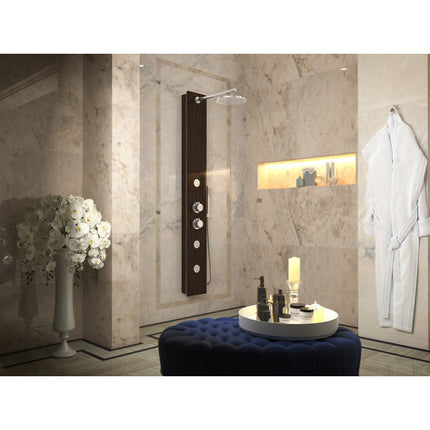 ANZZI Pure 59 in. 3-Jetted Shower Panel with Heavy Rain Shower and Spray Wand in Mahogany Deco-Glass SP-AZ021 Anzzi