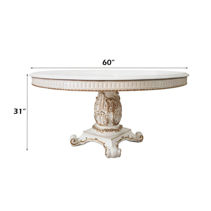 ACME DN01222 Vendom Antique Pearl Round Dining Table  4