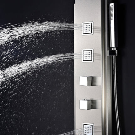 ANZZI Visor 60 in. Full Body Shower Panel with Heavy Rain Shower and Spray Wand in Brushed Steel SP-AZ035 Anzzi