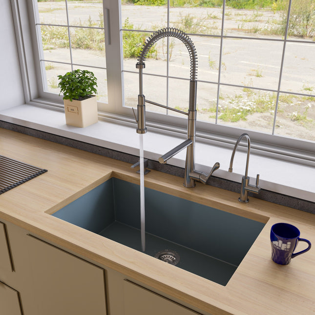 ALFI brand AB3322UM-T Titanium 33" Single Bowl Undermount Granite Composite Kitchen Sink Alfi Brand