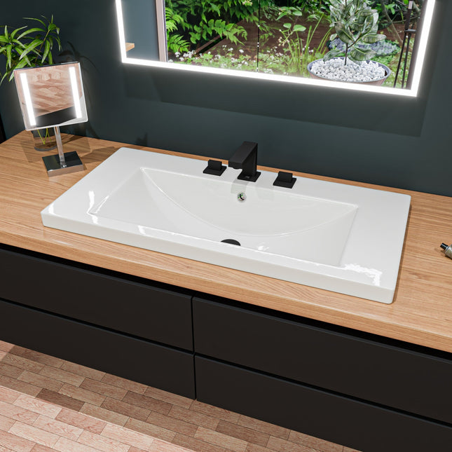 EAGO BH002 White Ceramic 40"x19" Rectangular Drop In Sink EAGO