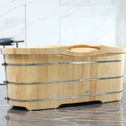 ALFI brand AB1163 61" Free Standing Wooden Bathtub with Cushion Headrest ALFI brand