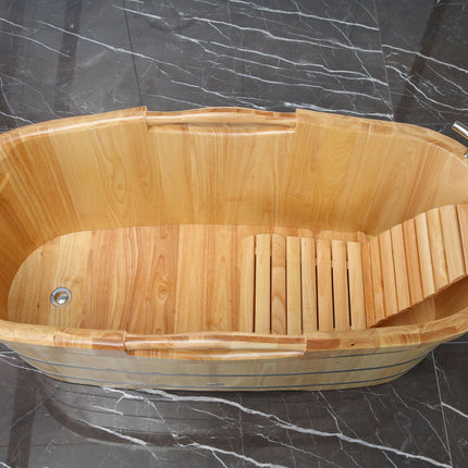 ALFI brand AB1163 61" Free Standing Wooden Bathtub with Cushion Headrest ALFI brand