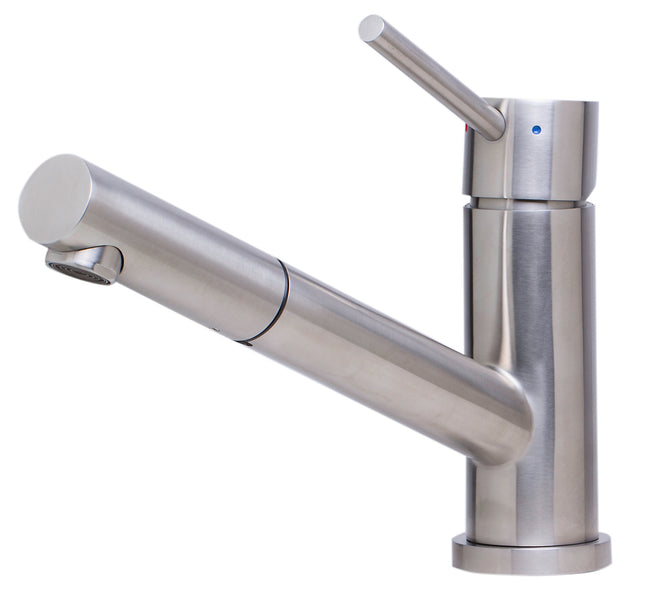 ALFI brand AB2025-BSS Solid Stainless Steel Pull Out Swivel Kitchen Faucet