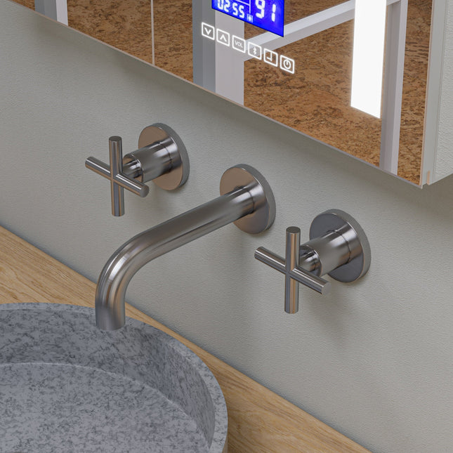 ALFI brand AB1035-BN Brushed Nickel 8" Widespread Wall-Mounted Cross Handle Faucet ALFI brand