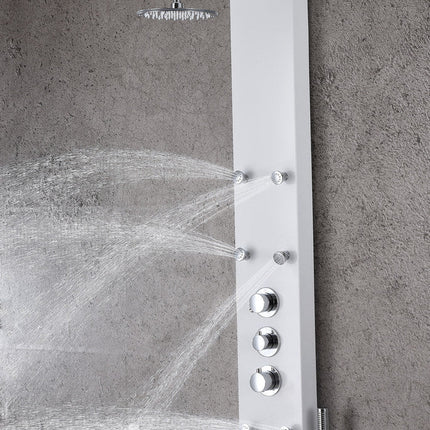 ANZZI Donna 60 in. 6-Jetted Full Body Shower Panel with Heavy Rain Shower and Spray Wand in White SP-AZ028 Anzzi