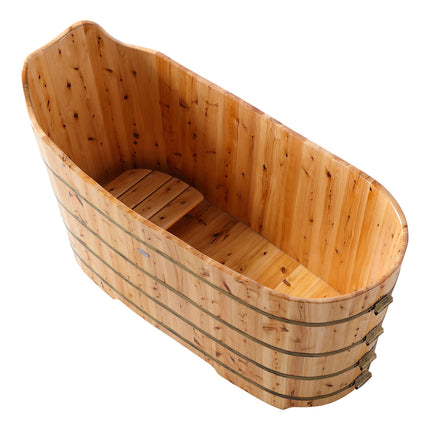 ALFI brand AB1103 59" Free Standing Cedar Wood Bathtub with Bench ALFI brand