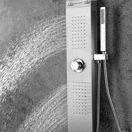ANZZI Coastal 44 in. Full Body Shower Panel with Heavy Rain Shower and Spray Wand in Brushed Steel SP-AZ075 Anzzi