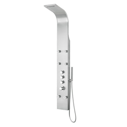 ANZZI Fontan 64 in. 6-Jetted Full Body Shower Panel with Heavy Rain Shower and Spray Wand in Brushed Steel SP-AZ026 Anzzi