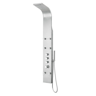 ANZZI Fontan 64 in. 6-Jetted Full Body Shower Panel with Heavy Rain Shower and Spray Wand in Brushed Steel SP-AZ026 Anzzi