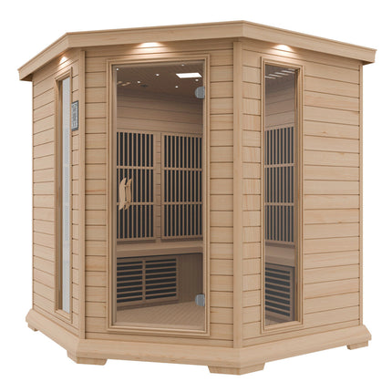 SteamSpa Mauritius 5-Person Carbon FAR Infrared Hemlock Wooden Indoor Home Sauna Room with LED Touch Control Panel SteamSpa