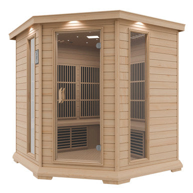 SteamSpa Mauritius 5-Person Carbon FAR Infrared Hemlock Wooden Indoor Home Sauna Room with LED Touch Control Panel SteamSpa